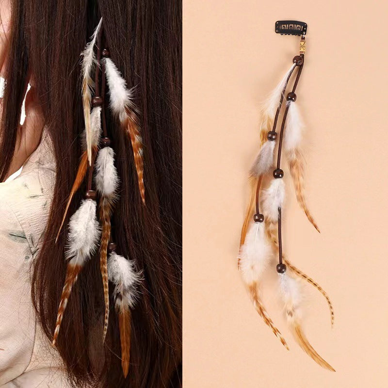 Bohemian Style Colorful Handmade Feather Tassel Hair Clip-consonak
