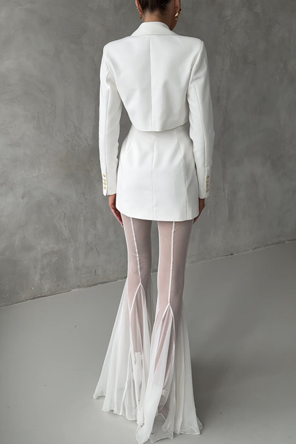 Deep Chic Mesh High Rise Elastic Waist Fishtail Stretch Pants-consonak