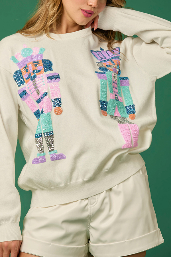 Christmas Soldier Sequined Fashion Casual Sweatshirt-consonak