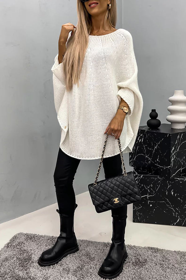 Remember Me Knit Crew Neck Poncho Loose Sweater | Consonak
