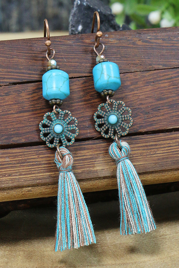 Fashionable Hollow Carved Alloy Tassel Retro Earrings-consonak