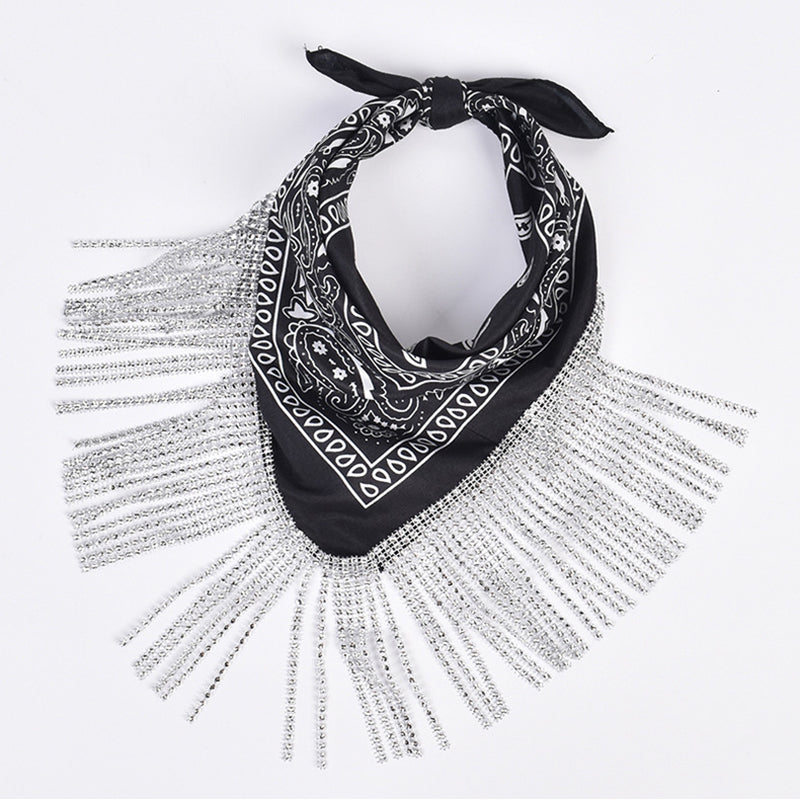 British Retro Diamond Tassel Square Scarf | Consonak