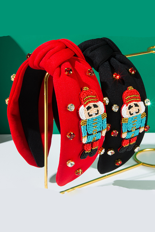 Christmas Hand-sewn Rice Bead Soldier Headband-consonak