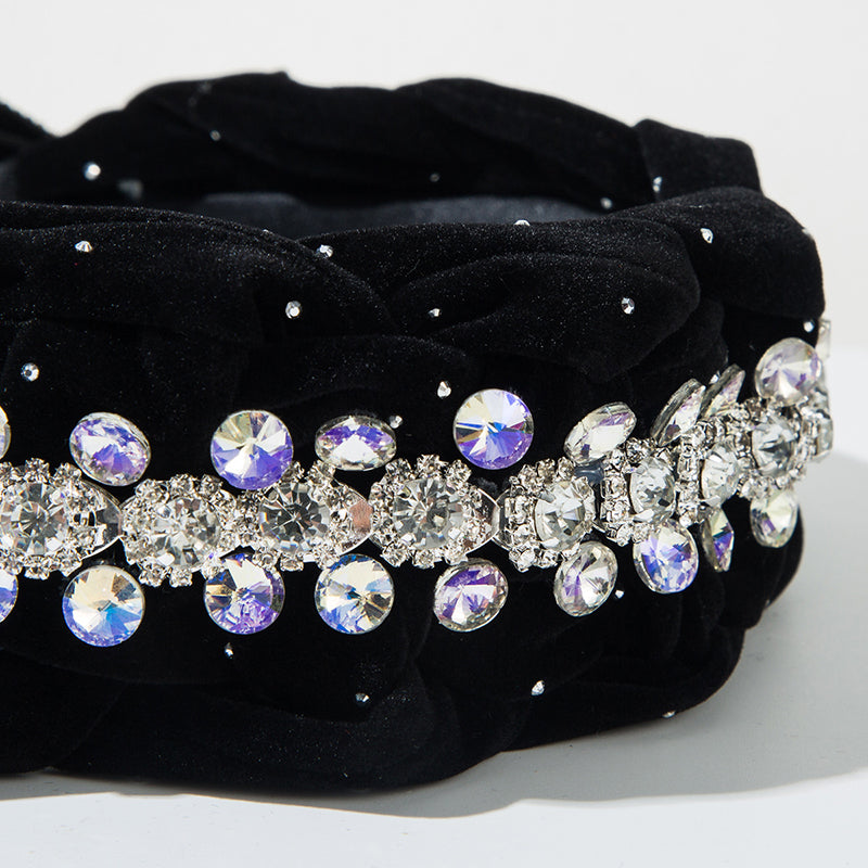 Light Luxury Starry Velvet Braided Diamond Headband-consonak