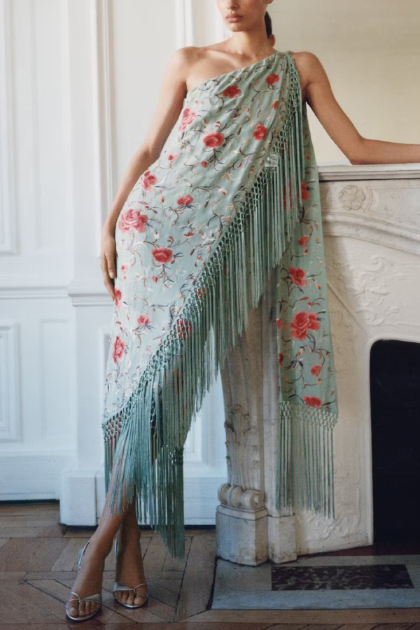 Floral Print Halter Neck Sleeveless Elegant Tassel Maxi Dress | Consonak