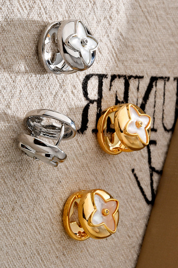 Fashionable Shell Light Luxury Metal Button Earrings-consonak