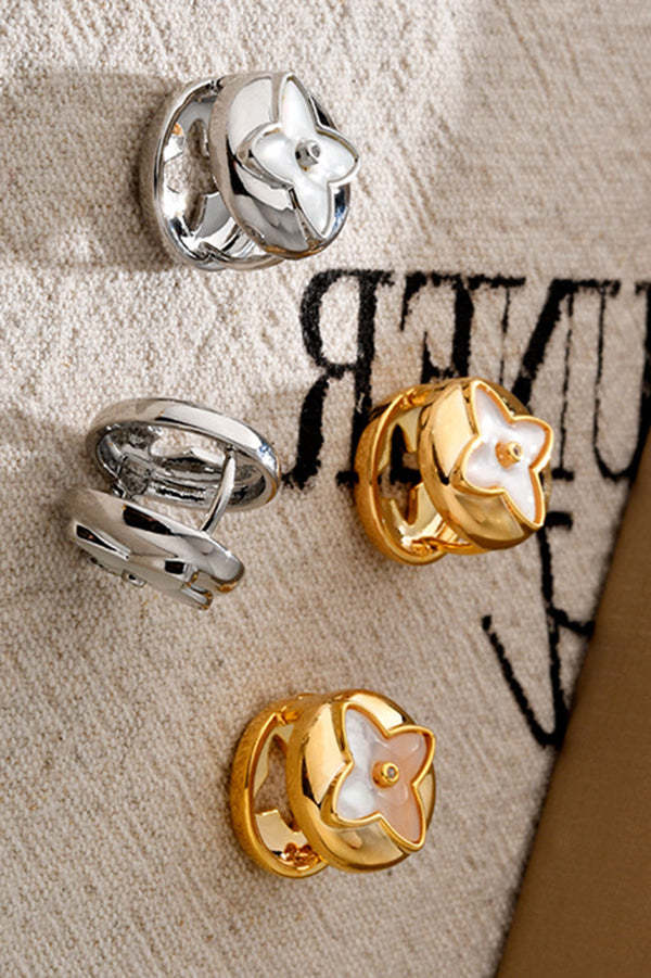 Fashionable Shell Light Luxury Metal Button Earrings-consonak