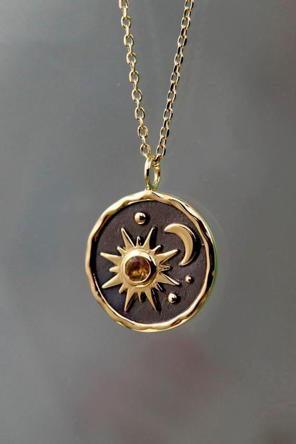 Vintage Sun Moon Exquisite Zircon Necklace | Consonak