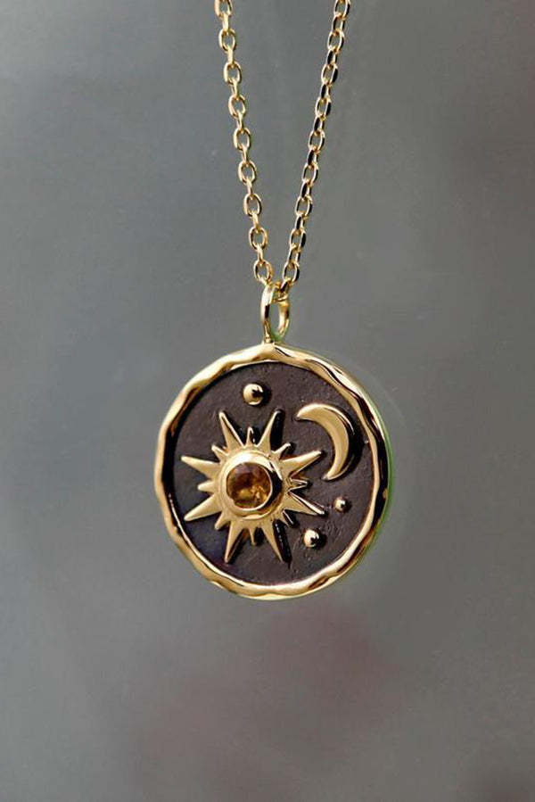 Vintage Sun Moon Exquisite Zircon Necklace-consonak
