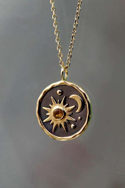 Vintage Sun Moon Exquisite Zircon Necklace-consonak