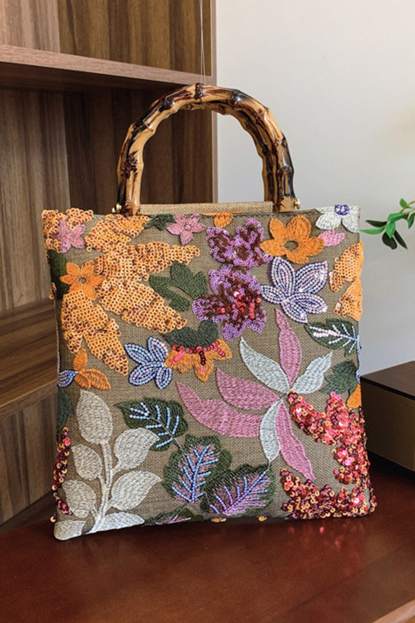 Colorful Sequin Vintage Embroidery Tote Bag | Consonak
