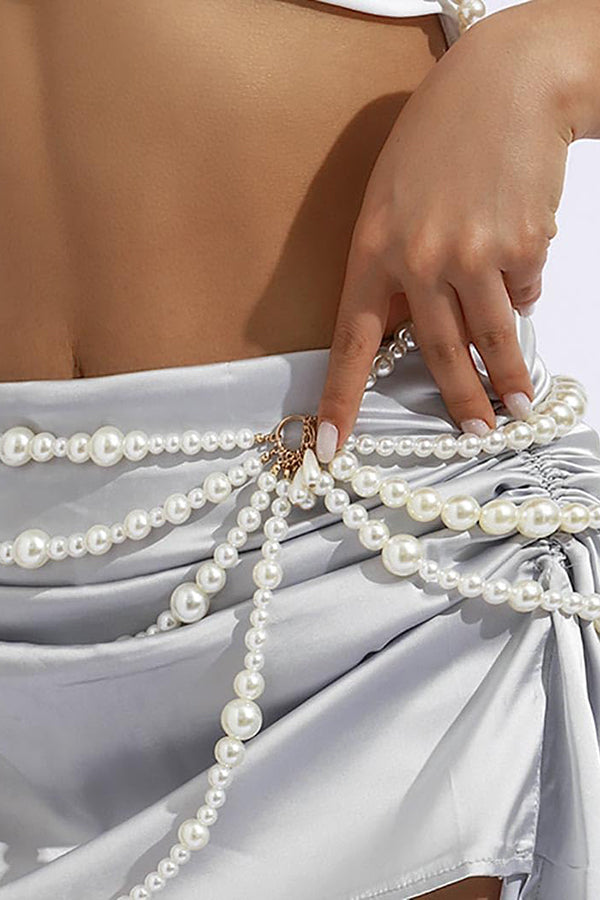 Fashionable Multi-layer Pearl Beaded Waist Necklace-consonak