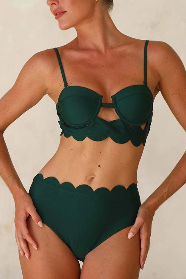 Sexy Sling Cutout High-waisted Stretch Bikini Swimsuit-consonak