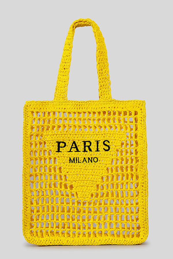Letter Hollow Woven Beach Bag-consonak