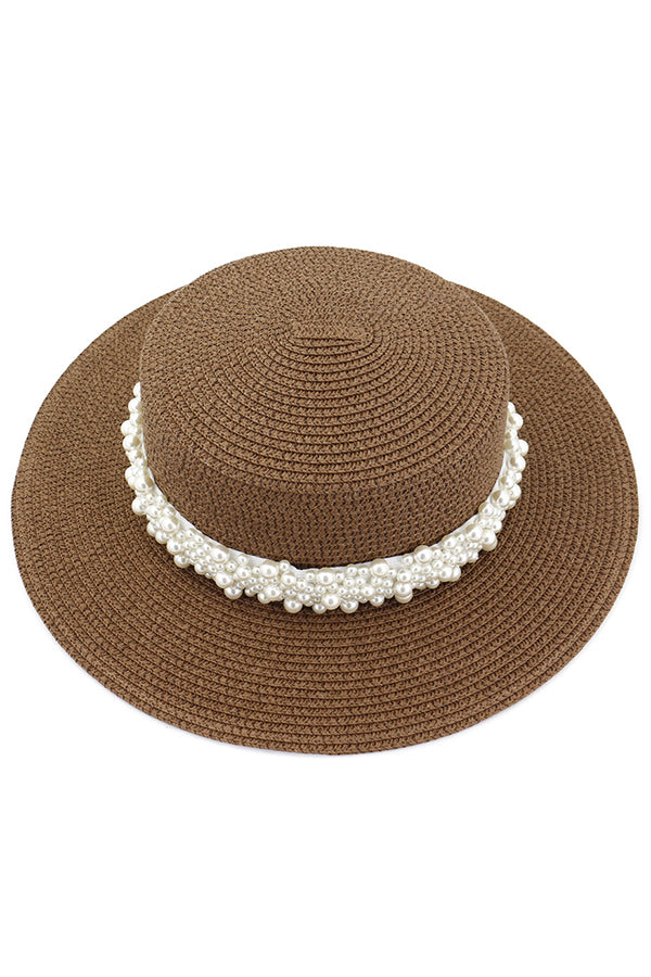 Pearl Embellished Beach Hat-consonak