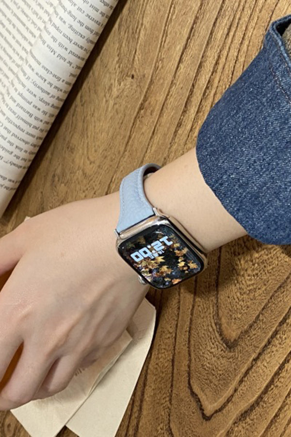 Fashionable Genuine Leather Lychee Pattern Double C Magnetic Buckle Watch Strap-consonak