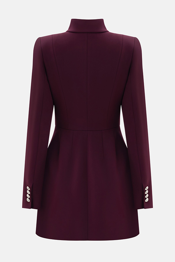 Elegant Long-sleeved Hollowed-out Button-down Slim-fit Mini Dress-consonak