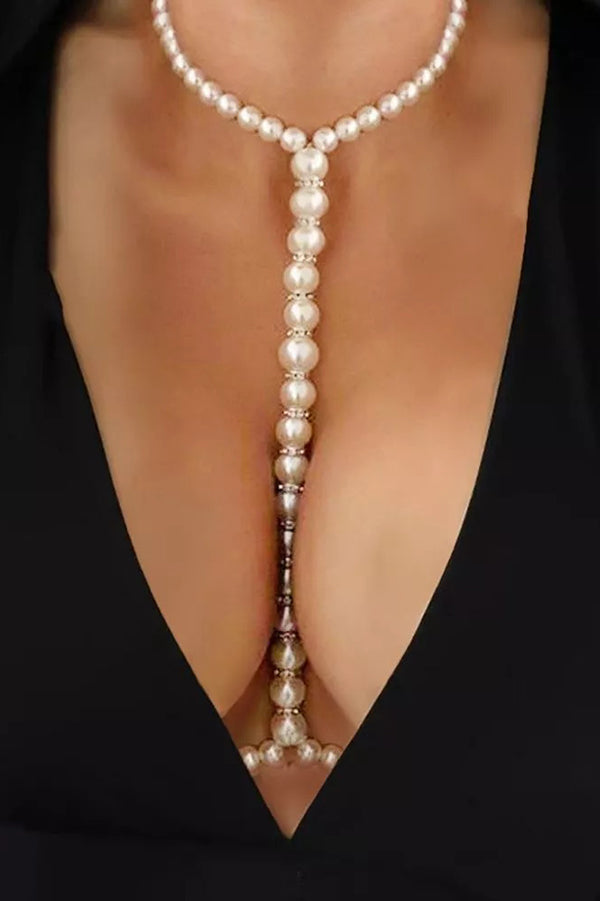 Simple Pearl Beaded Body Necklace-consonak