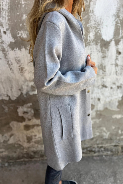 Solid Color Casual Long Sleeve Single Breasted Hooded Jacket-consonak