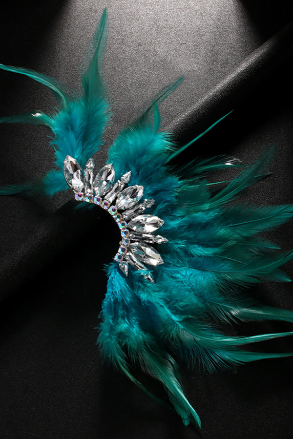 Exquisite Feather and Rhinestone Fairy Earrings-Consonak