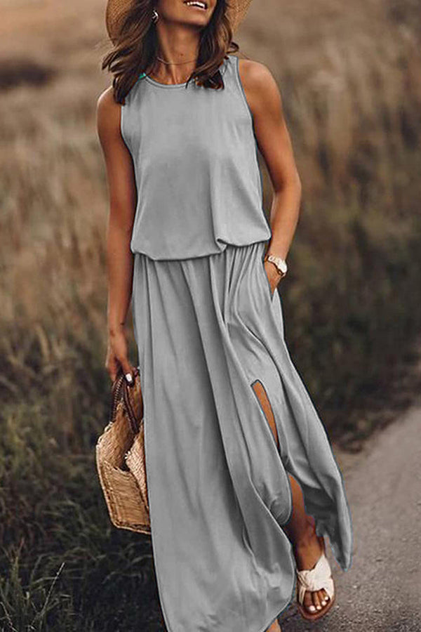 Giselle Loose Fit Slit Maxi Dress-consonak