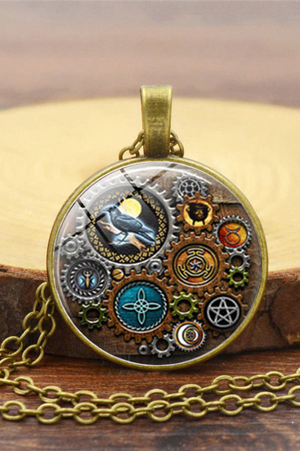 Steampunk Mechanical Time Gem Necklace-consonak