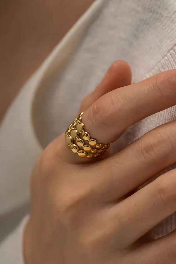 Stylish Dot Shape Stainless Steel Open Ring-consonak