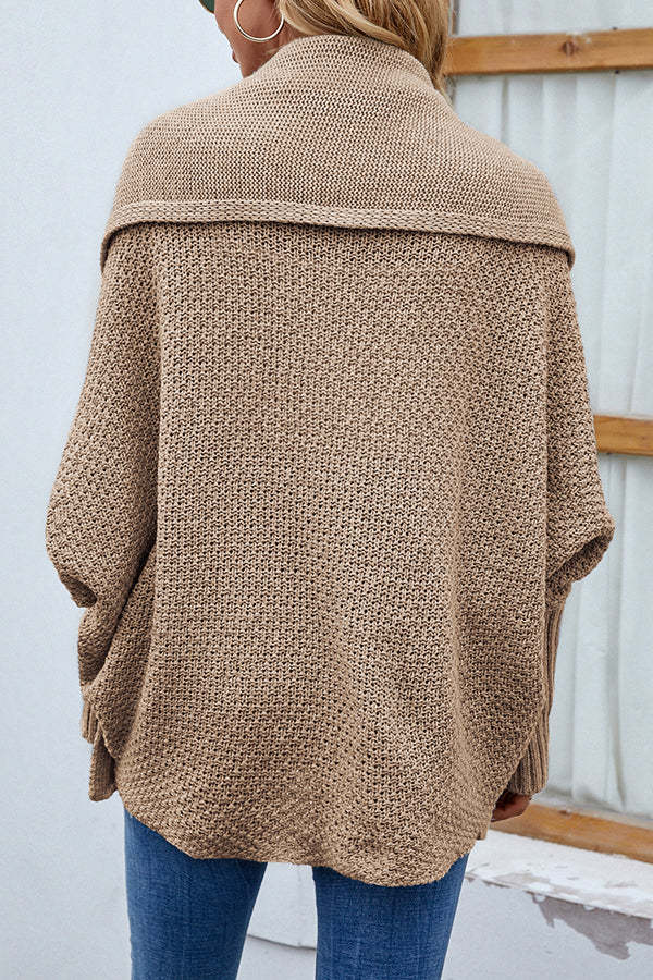 Solid Color Dolman Sleeve Elegant Knitted Cardigan-consonak