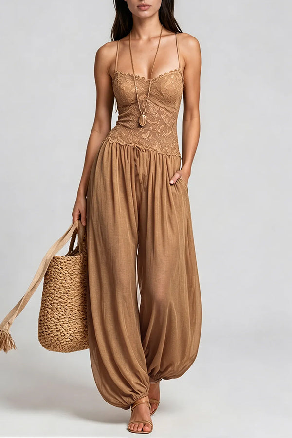 Aria Lace Bodice Boho Jumpsuit-Consonak