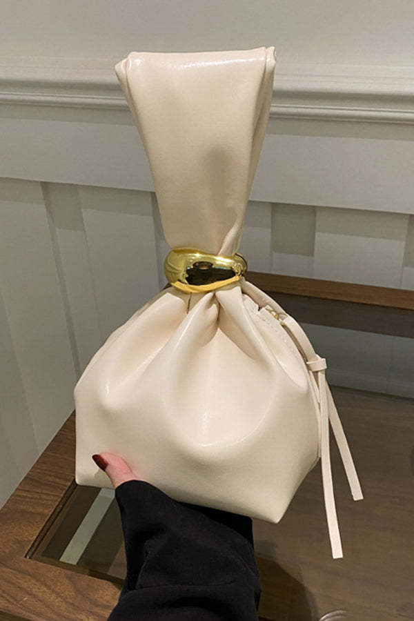 Retro Pleated Simple Bucket Bag-consonak