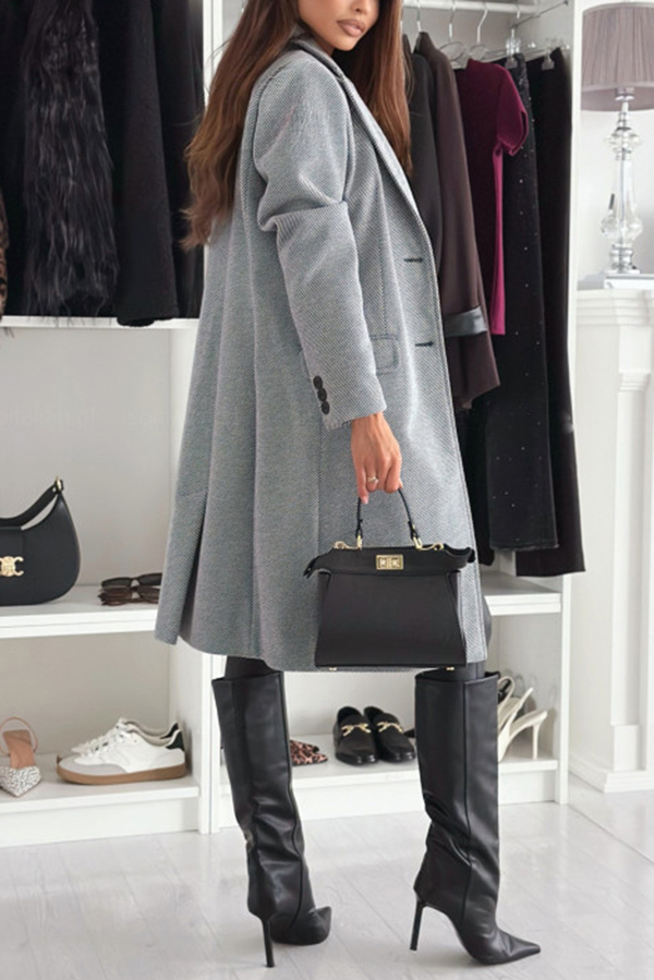 Fashionable Casual Lapel Long Sleeve Single Breasted Loose Coat-consonak