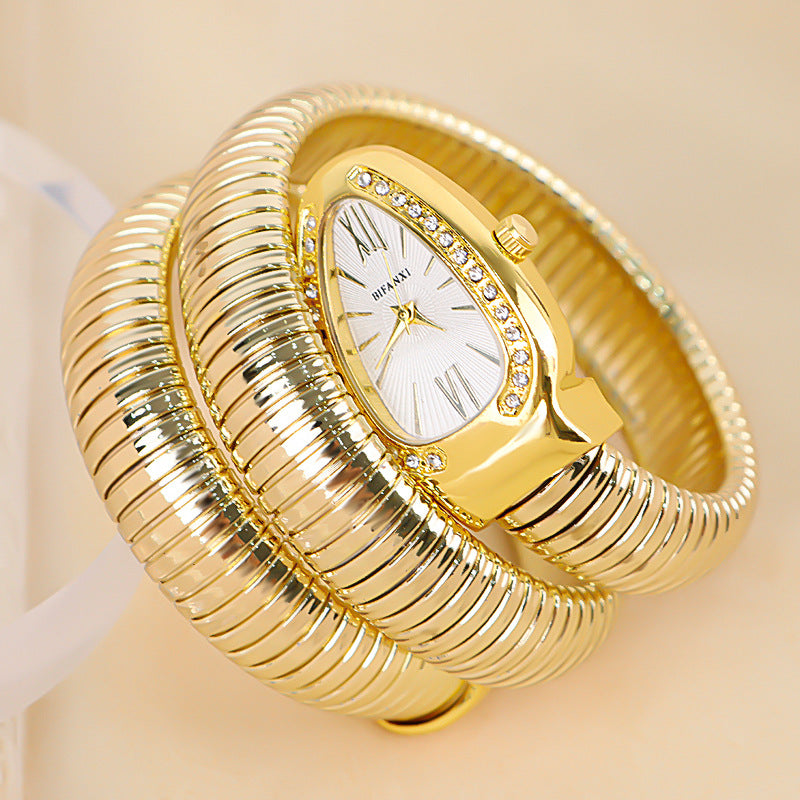 Fashionable Quartz Snake Bracelet Watch-consonak