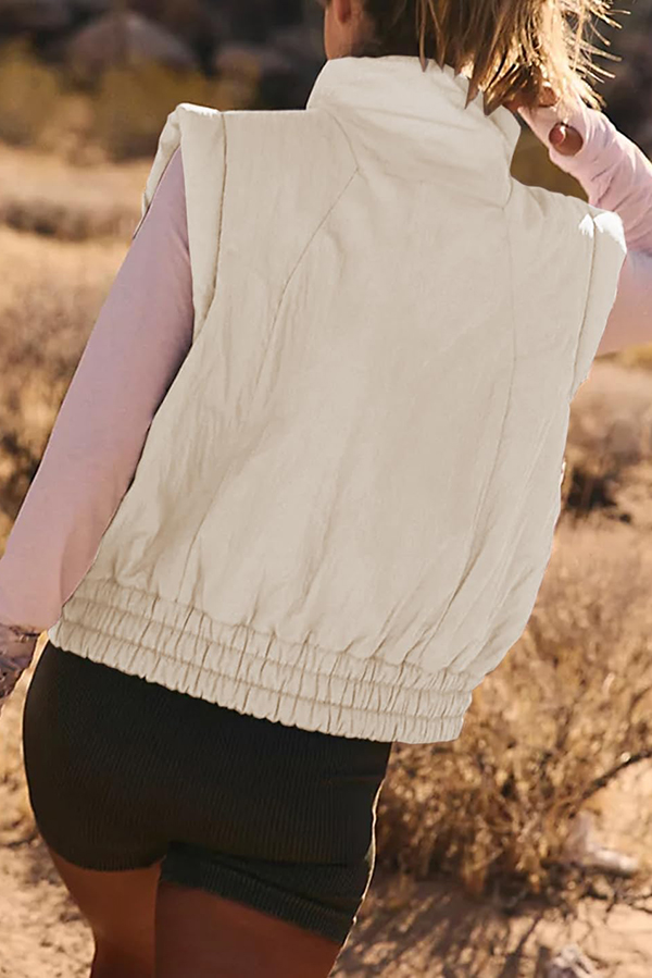 Versatile Stand Collar Button Sleeveless Loose Pocket Casual Vest Jacket-consonak