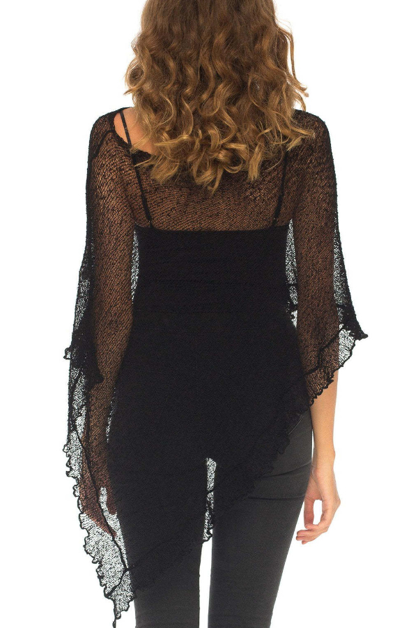 Solid Color Loose-fitting See-through Irregular Casual Cover-up-consonak