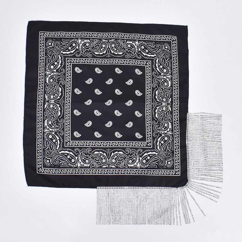 British Retro Diamond Tassel Square Scarf | Consonak