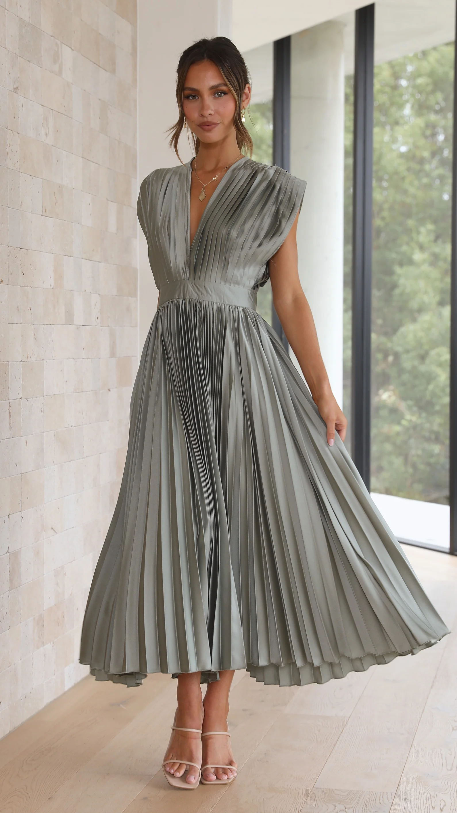 Hello Gorgeous Satin Pleated Party Midi Dress | Consonak