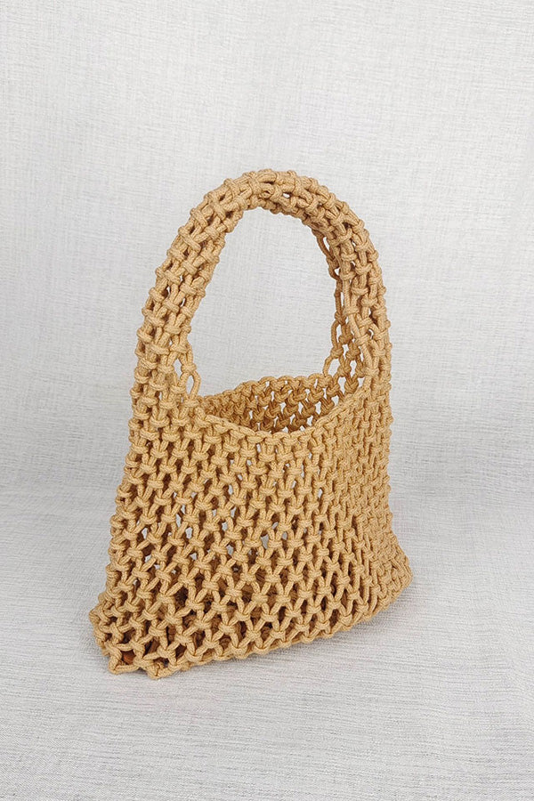 Lazy Style Fishnet Woven Tote Bag-consonak