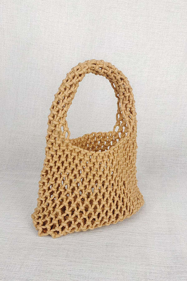 Lazy Style Fishnet Woven Tote Bag-consonak