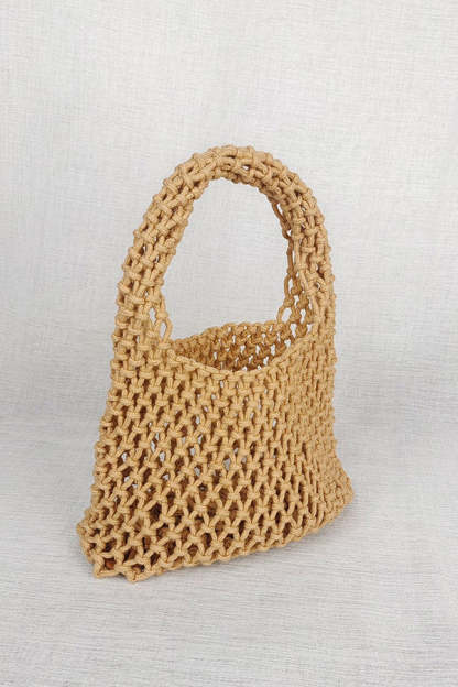 Lazy Style Fishnet Woven Tote Bag-consonak
