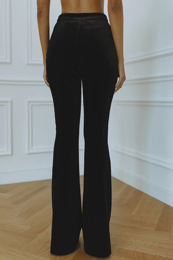 Delicate Daze Velvet High Rise Elastic Waist Flare Pants | Consonak