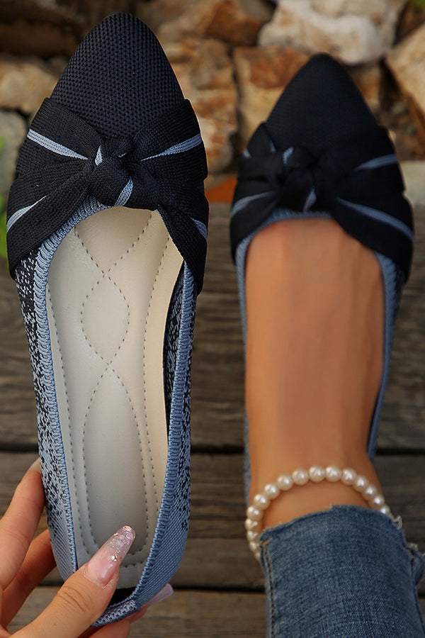 Fashionable Bow Colorblock Casual Flats-consonak