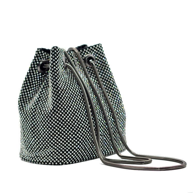 Sequined Rhinestone Cross-body Bucket Bag-consonak