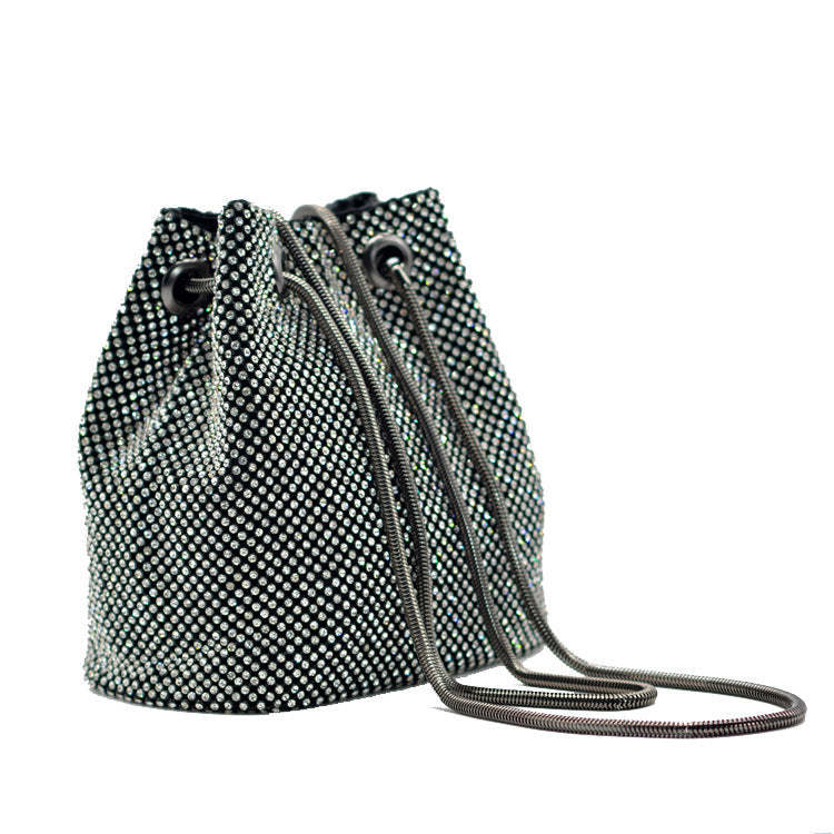 Sequined Rhinestone Cross-body Bucket Bag-consonak