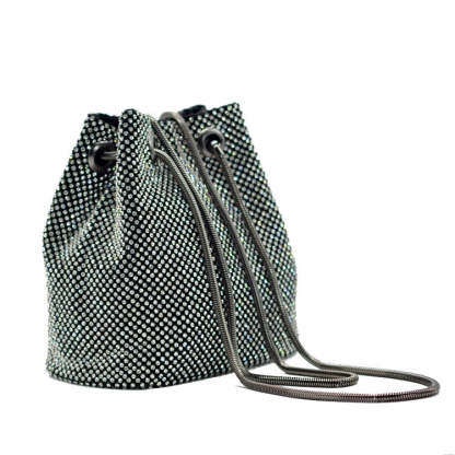Sequined Rhinestone Cross-body Bucket Bag-consonak