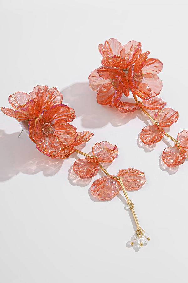 Fashionable Tassel Floral Mermaid Pearlescent Earrings-consonak