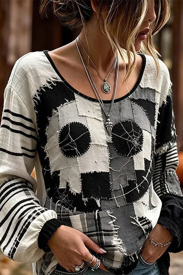 Spooky Season Velvet Long Sleeve Halloween Shirt with Buttons-Consonak