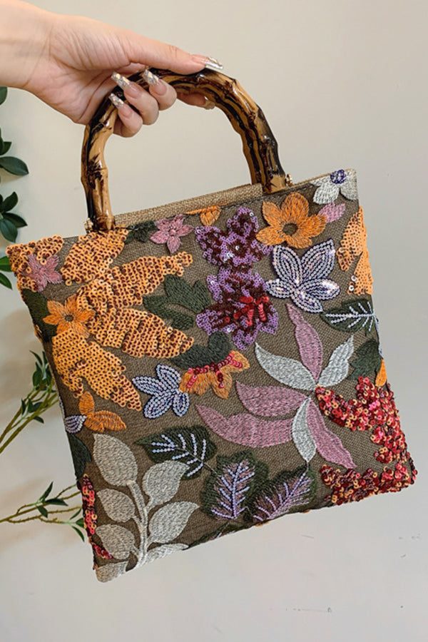 Colorful Sequin Vintage Embroidery Tote Bag | Consonak