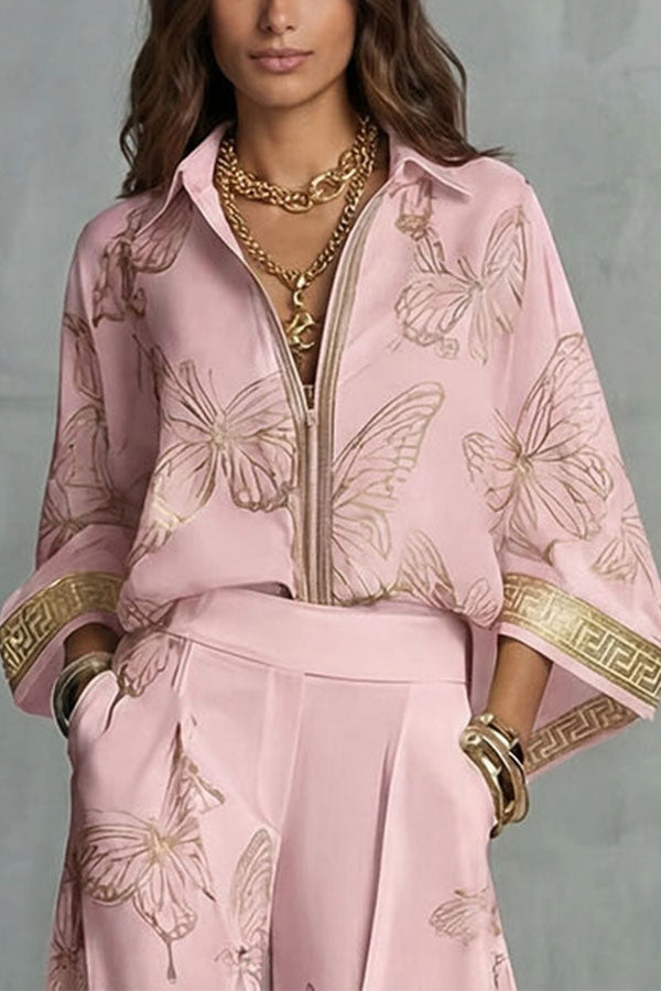Flowy Butterfly Pattern Two-Piece Set-Consonak