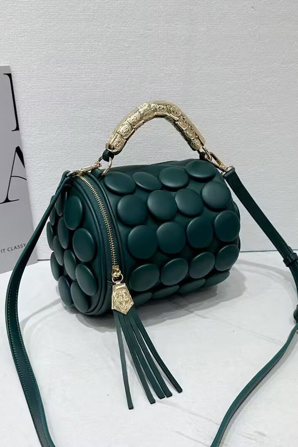 Cylindrical Classic Button Handmade Shoulder Bag-consonak