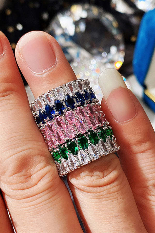 Light Luxury Double Row Drop Zircon Ring-consonak